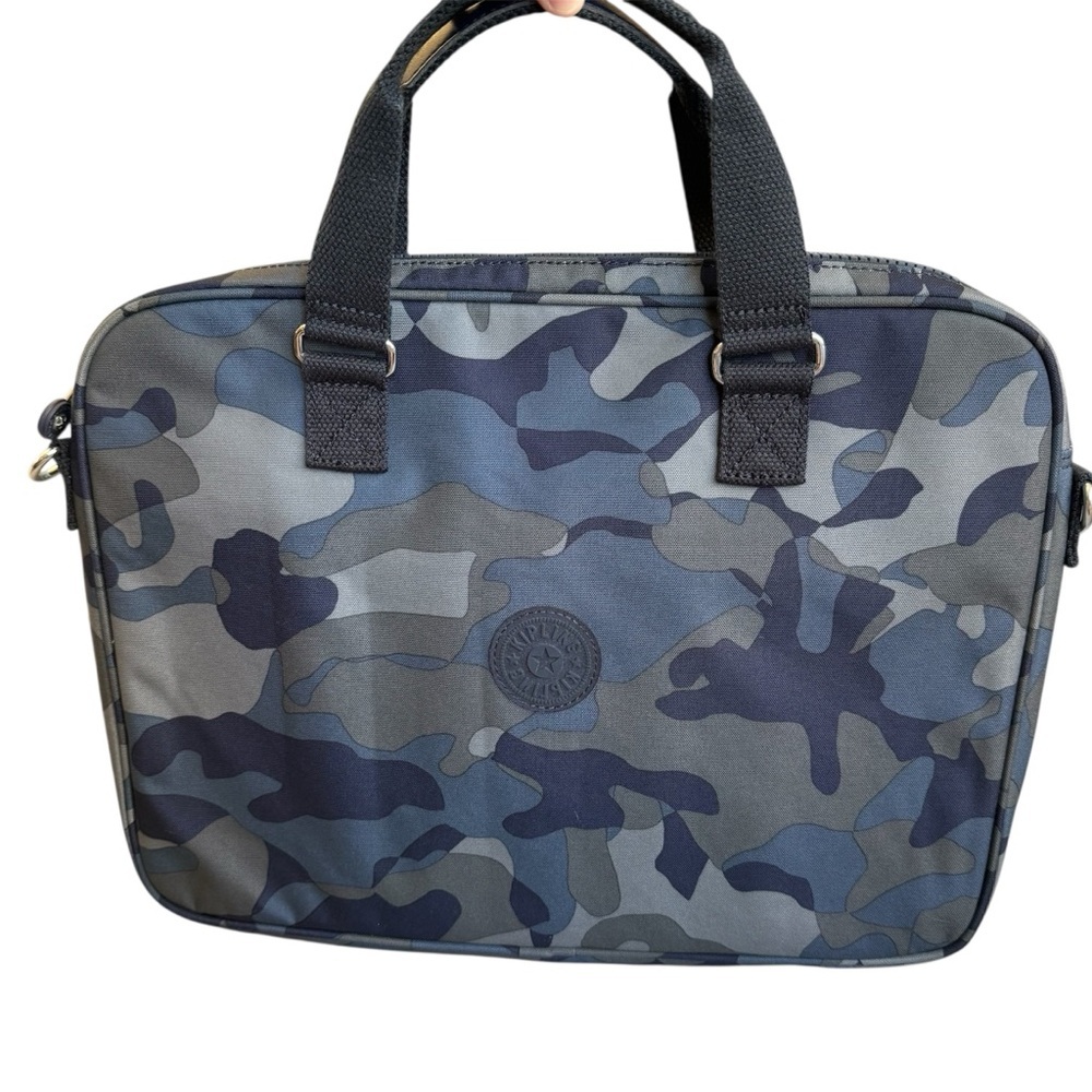 Kipling Dahlia 16” Large Crossbody Laptop Sleeve in Cool Camouflage Blue
